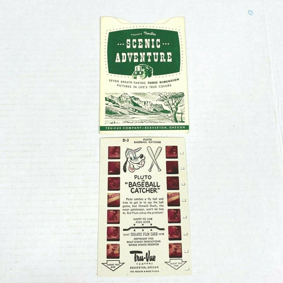VTG PLUTO BASEBALL Disney D-3 TRU VUE FILM‎ CARD - Picture 1 of 5